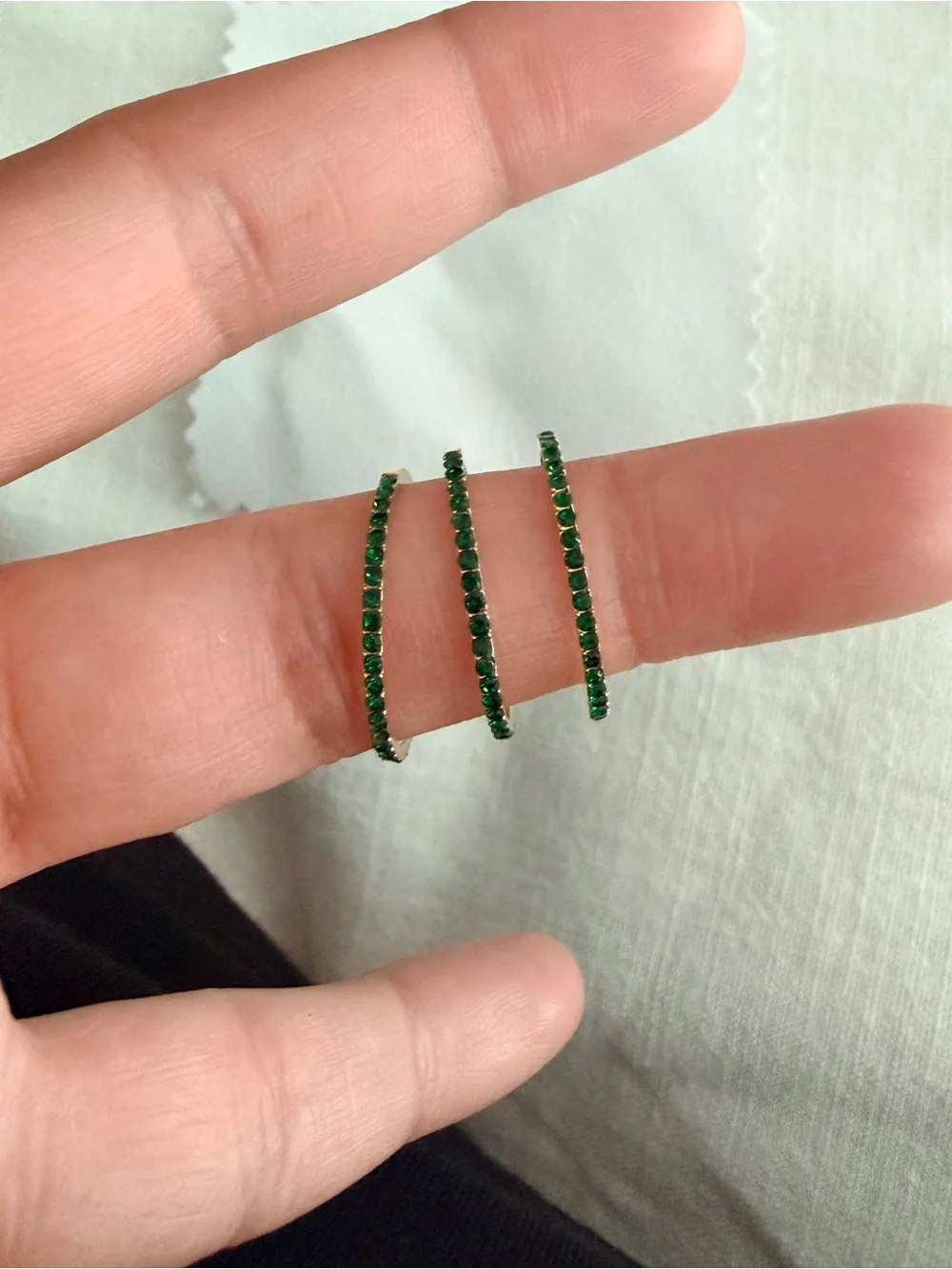 Emerald Green 3 Stack Rings - Gold - Picture 2 of 5